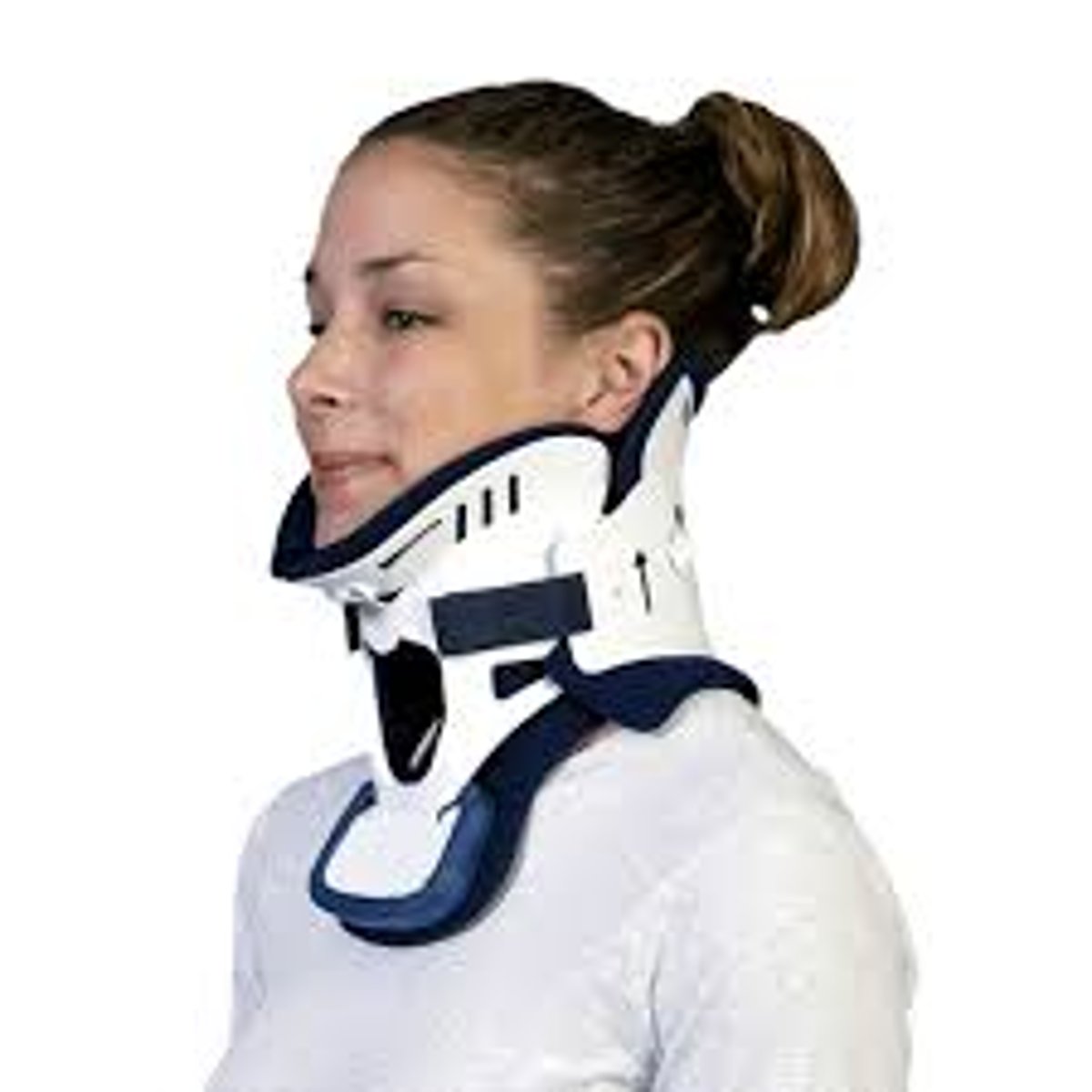 <p>A neck brace that is put in place after a trauma and possible neck injury. It is removed after either exam or radiographic imaging has assured there is no c-spine injury.</p>