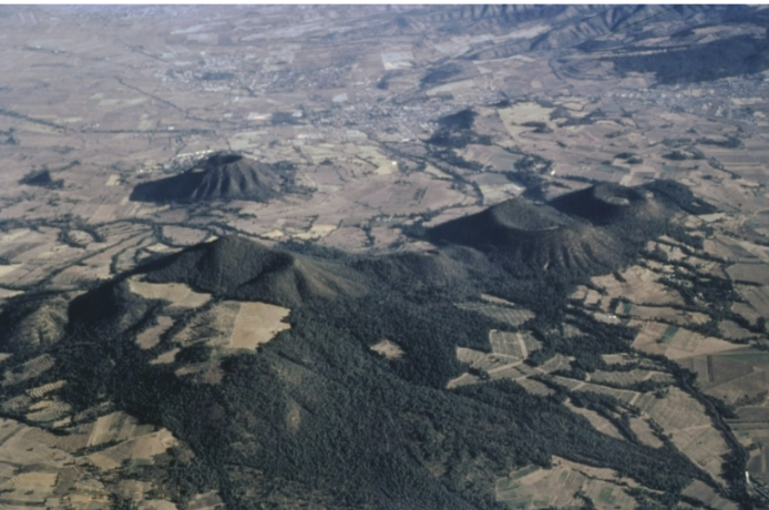 <p><span>Volcanoes that only erupt once from a single event.</span></p><ul><li><p>Hundreds of vents, active in single eruptions and forming monogenetic cones.</p></li></ul><p></p>