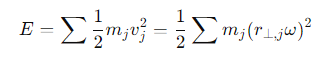 <p>r⊥<sub>,j​ </sub>= the perpendicular distance from the particle to the axis of rotation </p><p>ω= is the angular velocity.</p>