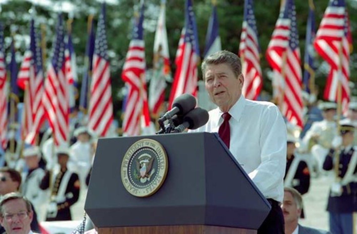 <p>A reference to how Reagan reshaped the nation's agenda and political language more effectively than any president since Franklin D. Roosevelt. An excellent speaker, his optimism and affability appealed to large numbers of Americans. He made conservatism seem progressive, rather than an attempt to turn back the tide of progress, and spoke of "freedom" more than any president before him. He co-opted the rhetoric of his opponents and gave it new meaning. For example, in Reagan's speeches, "special-interests" meant racial minorities and unions rather than businessmen seeking political favors, "color-blind" meant reducing civil rights enforcement rather than correcting systemic racial inequalities, and "economic freedom" meant less taxes and deregulation rather than combating poverty and strengthening economic security.</p>