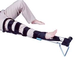 <p>applying a traction splint </p>