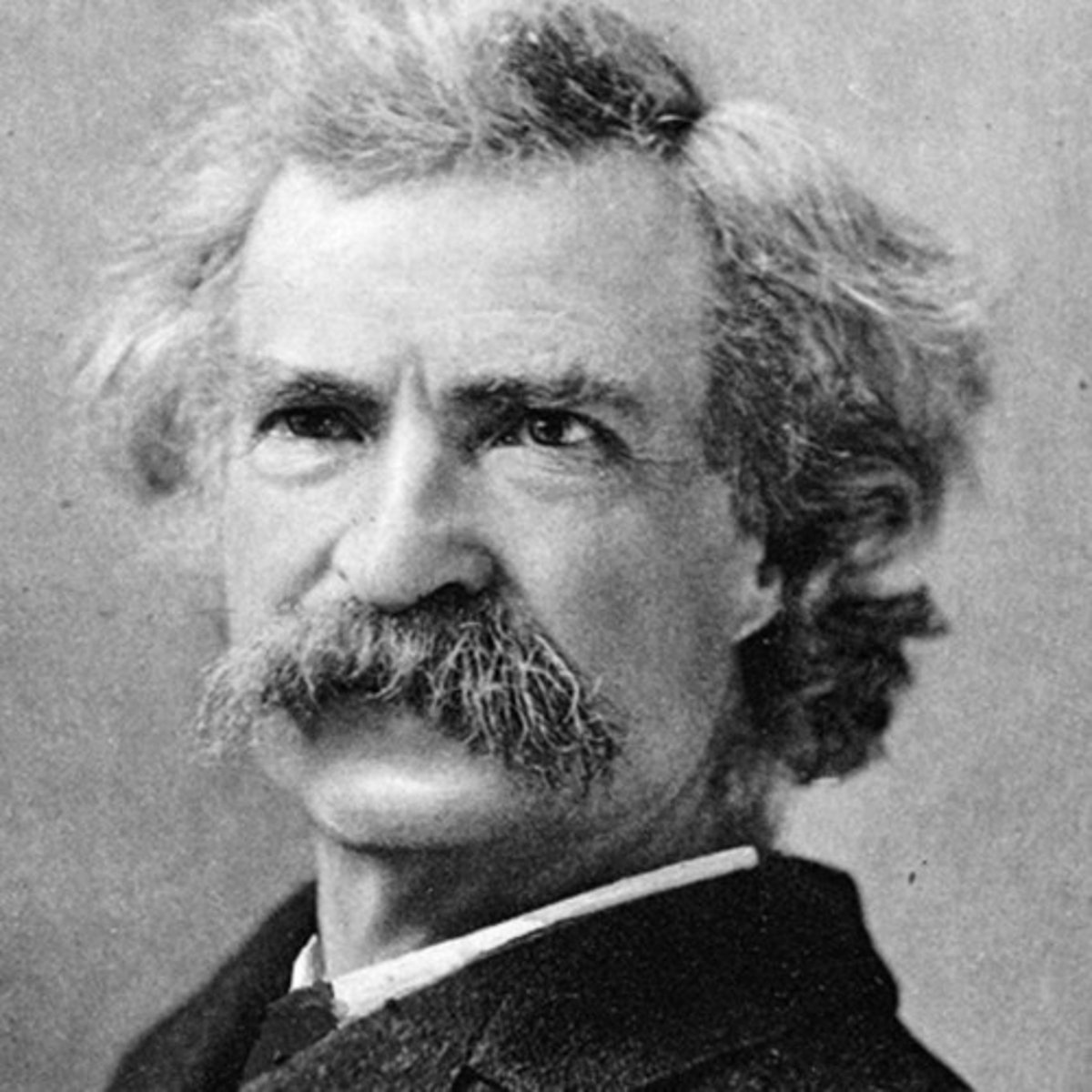 <p>Born Samuel L. Clemens; an American writer and humorist best known for his novels The Adventures of Tom Sawyer and Huckleberry Finn (1835-1910); dubbed "The Father of American Literature" by William Faulkner. His pseudonym derives from his steamboating days, when the measure of the depth of the water was expressed with a crewman's cry "mark twain!," meaning "two fathoms".</p>