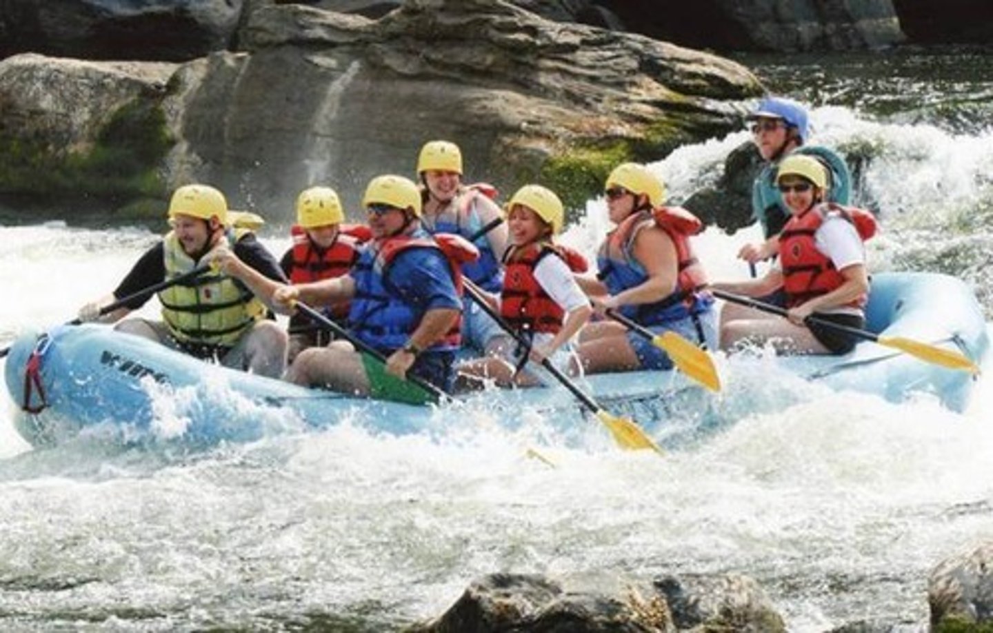 <p>noun — the sport of travelling on rough rivers in an inflatable boat</p><p>_____ can be dangerous without proper training.</p>