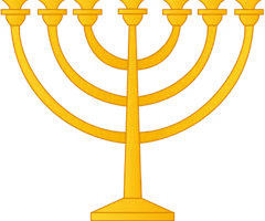 Yedi Kollu Şamdan. İlk anlamı "Daimi Işık"ı simgelemesidir. Tanrı yeri ve göğü yarattıktan sonra ilk olarak "Yei Or - Işık olsun" demiştir. Bu ışık bir bakıma evrenin ve ruhlarımızın aydınlığını simgelerken, ışığın bilimin aydınlığını ifade etmesi noktasından hareketle, aynı zamanda bilimin devamlılığını ve sonsuzluğunu sembolize eder.