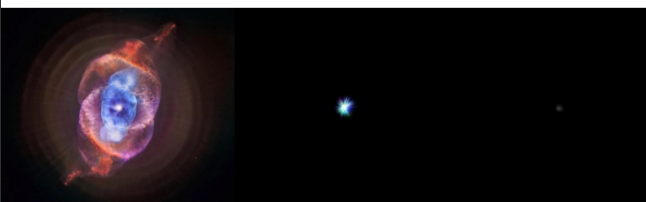 <ol><li><p>Stars as a stellar dust and gas (Nebula)</p></li><li><p>Gravity pulls material together and forms a large mass “Protostar”</p></li><li><p>Gravity continues to collapse the proto star and fusion causes emission of light&nbsp;“Main Sequence Star”</p></li><li><p>As H2 is fused into HE the star will begin to increase in size due to a loss is Mass and a decrease in Gravitational attraction (Red Giant)</p></li><li><p>When all the HE is used up the outer envelope of the star is ejected out (planetary nebulae and the core collapses)(white dwarf). The star then dims until it is no longer giving off light and becomes very small (black dwarf)</p></li></ol><p></p>