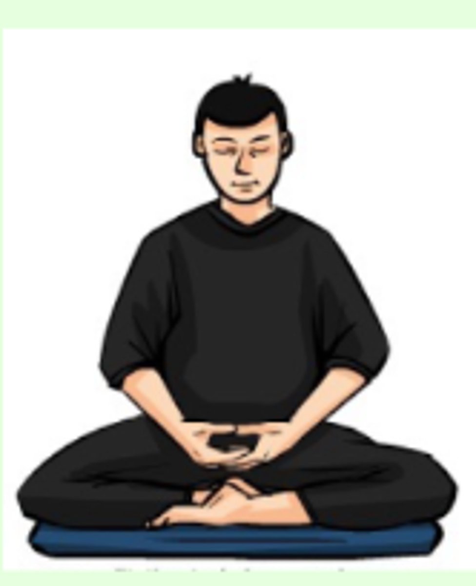 <p>sitting like buddha; legs criss-cross</p>