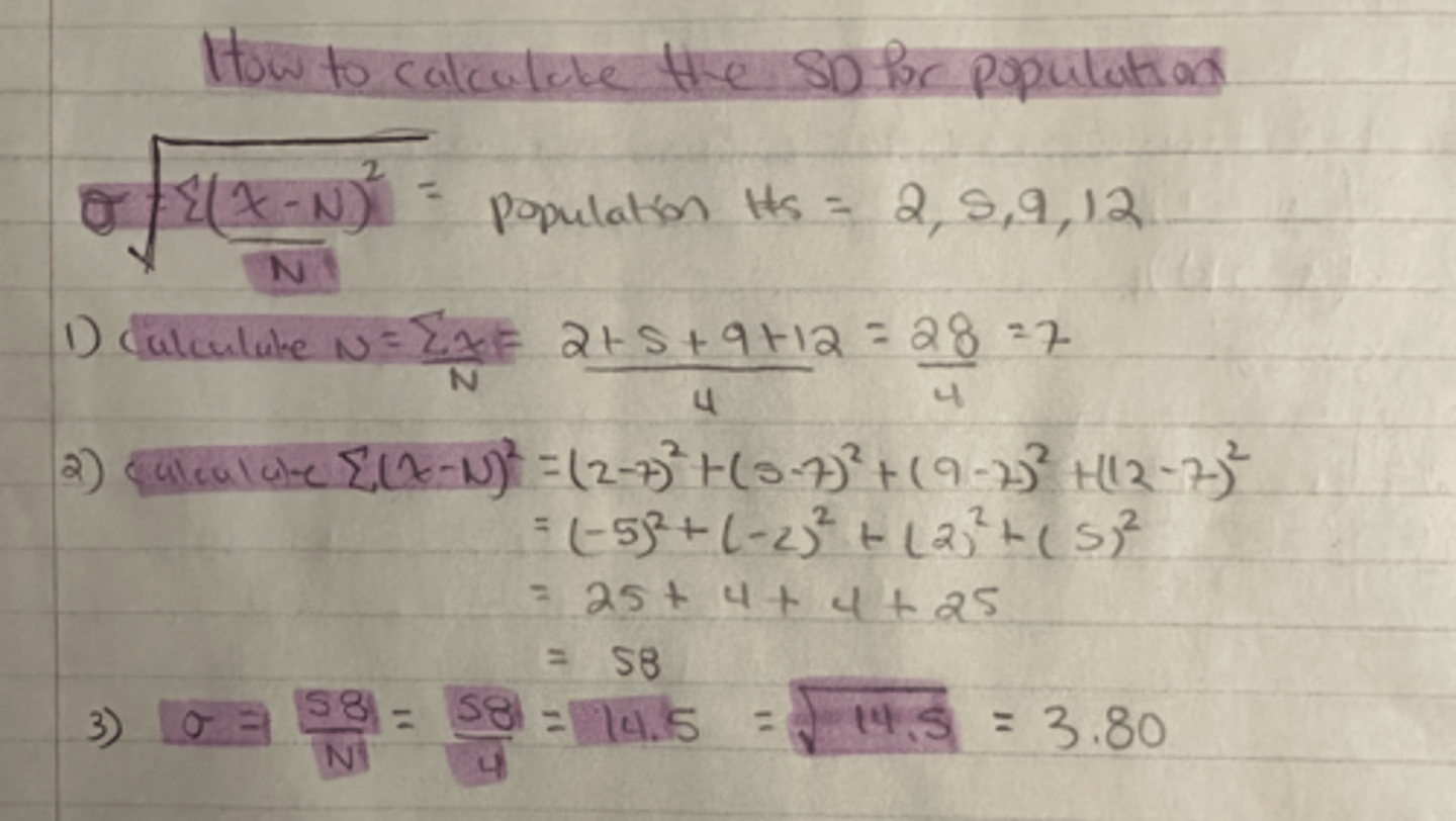 <p>the standard deviation for a population = 3.80</p>