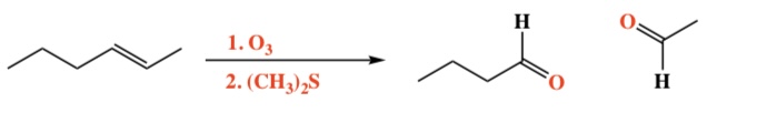 <p>Intermediate: Malozonide &amp; Ozonide (C-C bond breaks) Regiochemistry: N/A Stereochemistry: N/A</p>