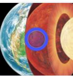 <p>The layer of hot, solid material between Earth's crust and core.</p>