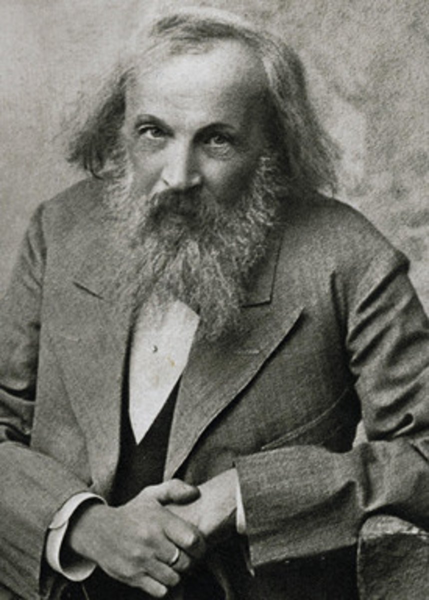 <p>Russian scientist that created the perodic table according to atomic mass</p>