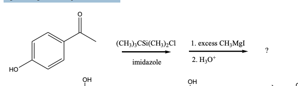 <p>What is/are the principal product(s) formed when excess methylmagnesium iodide reacts with phydroxyacetophenone?</p>