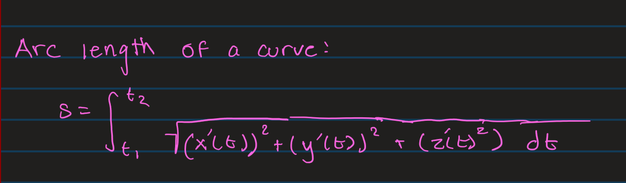 <p>Think of integrating over the velocity function. Pretend original function is position and then you take the derivative and find velocity and than take the magnitude and integrate.</p>