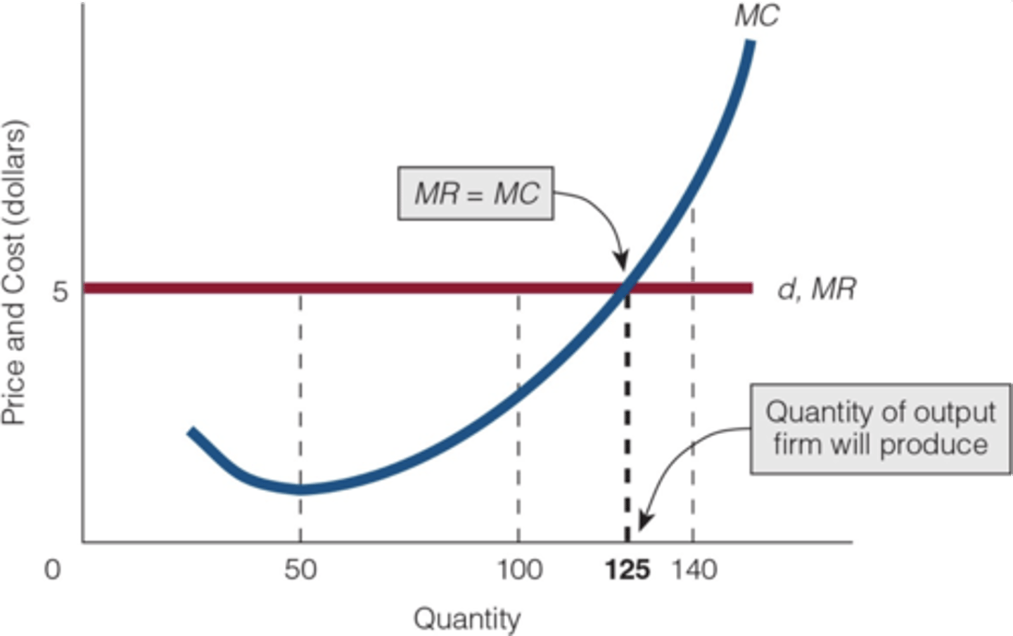 <p>Where P (Price) = MC (Marginal Cost)</p>