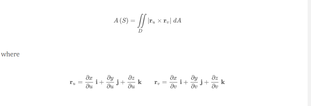 Surface area of a smooth Surface S:
