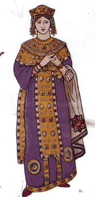 form of byzantine decor with christian motifs. round or square. like pallium-- a remnant of rome