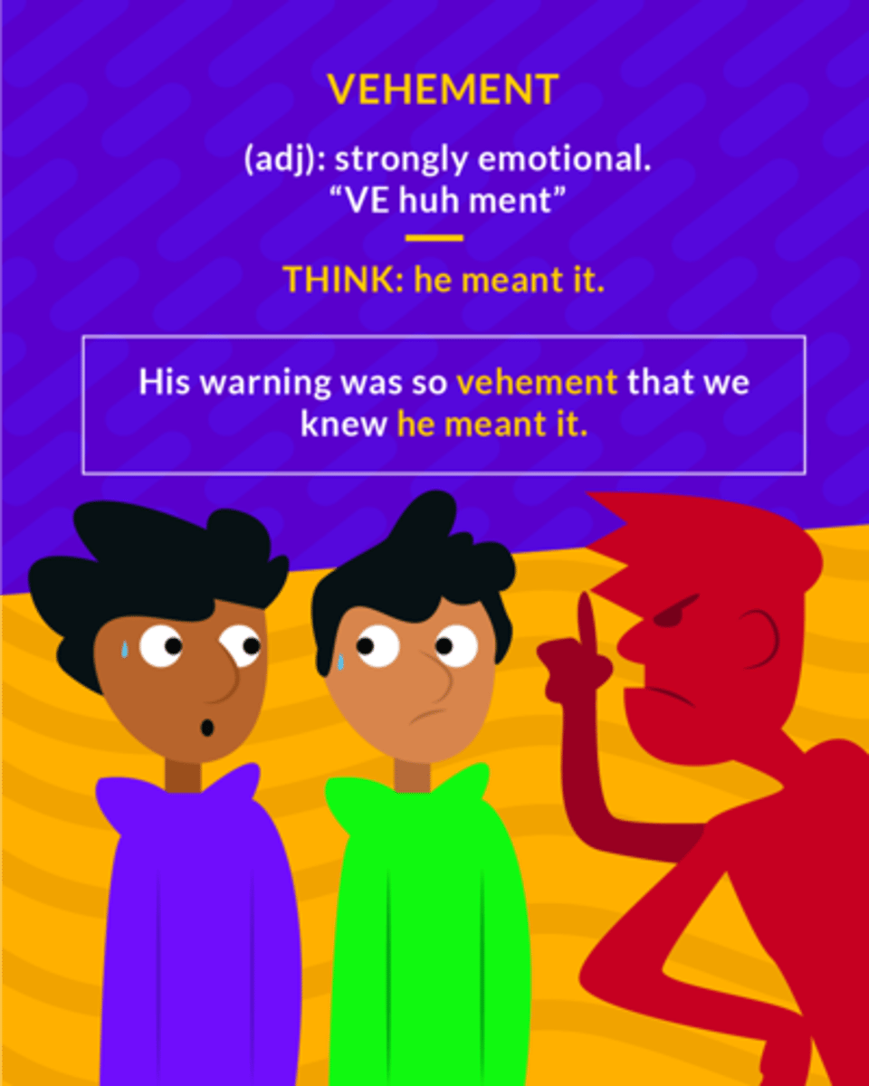 <p>showing strong feeling; forceful, passionate, or intense</p>