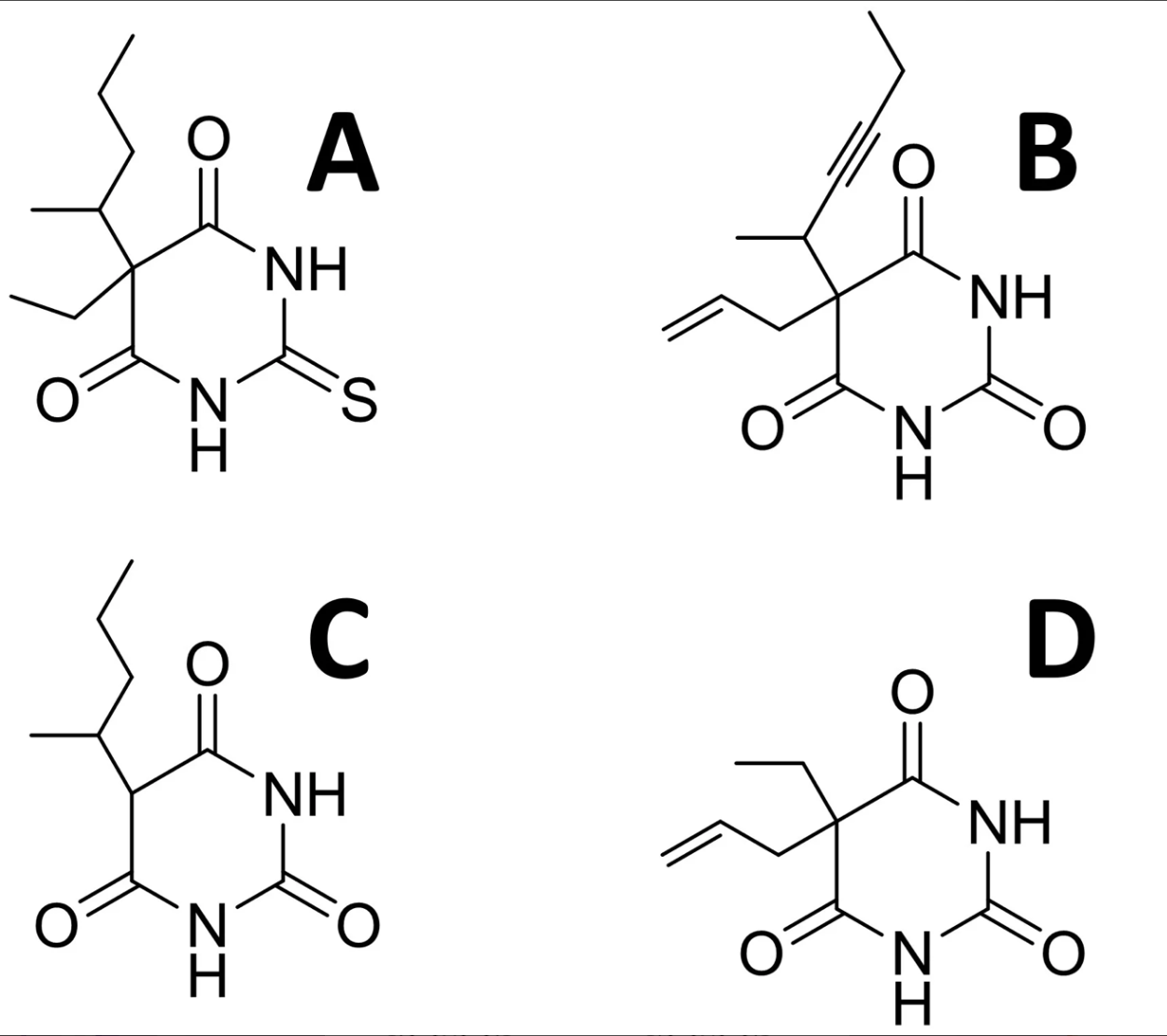 <p>Which barbiturate will not have CNS depressant activity?</p>