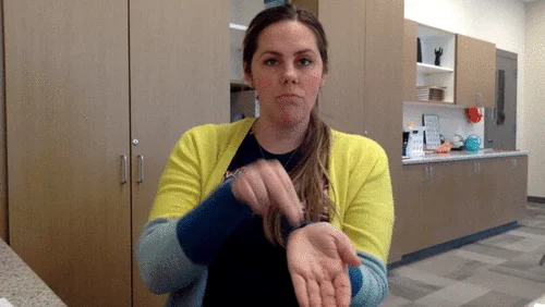 <p>Sign “NURSING”, and then sign “HOME”</p>