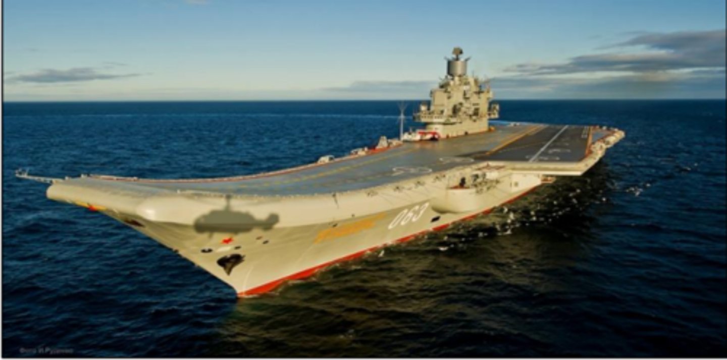 <p>Features: Ski-jump catapult deck, 1001 feet long, mission is to defend missile subs, carries 18 SU-33 jets and helicopters</p>