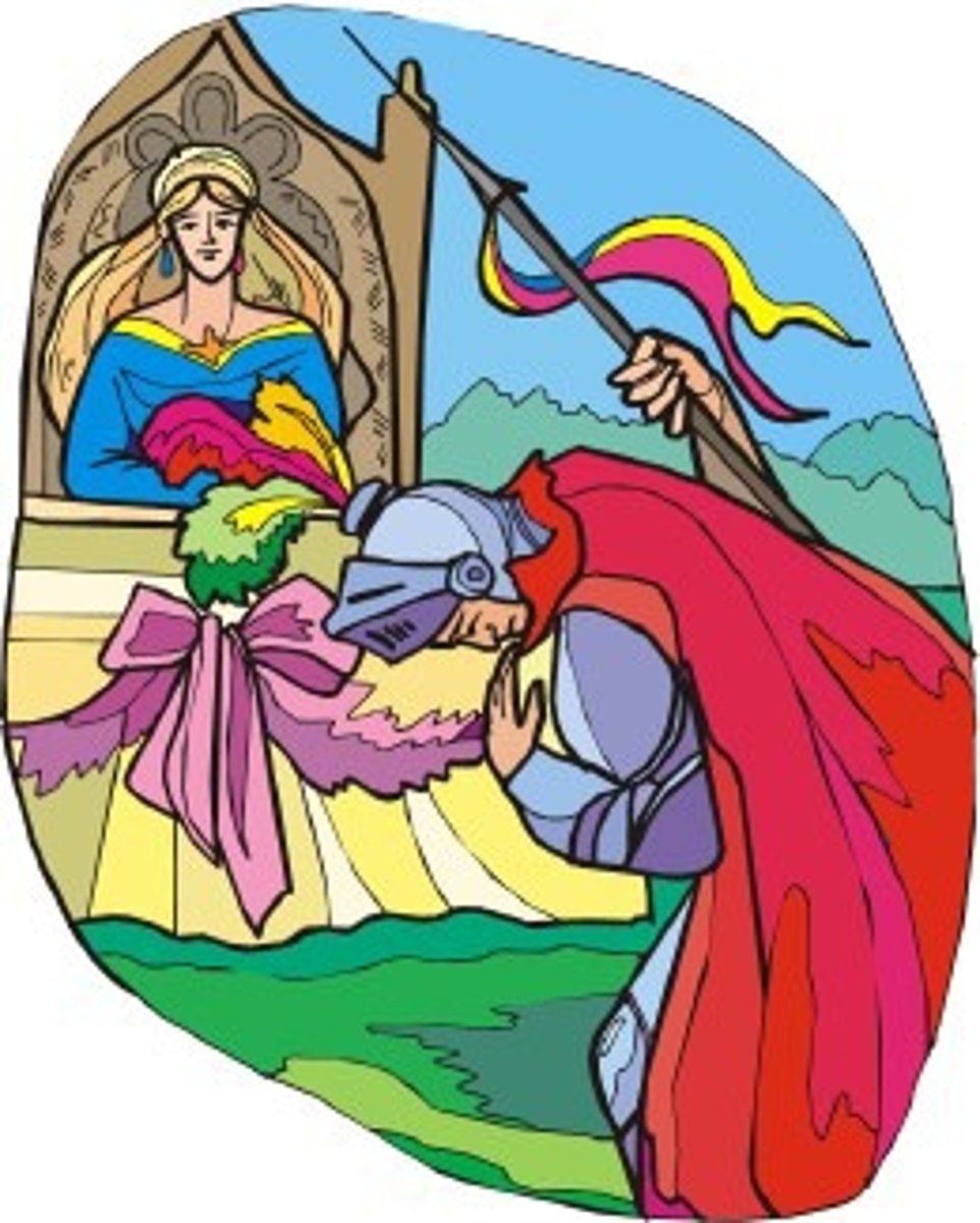 <p>the qualities idealized by knighthood such as bravery and respect toward women</p>