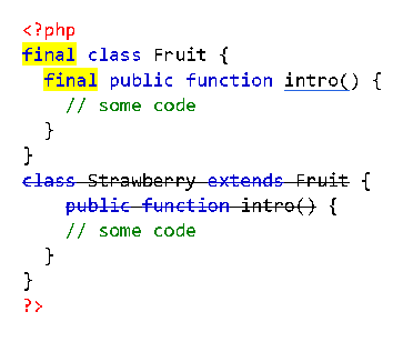 <p>by redefiining methods using same name (overriding) in child class and with the <strong>final</strong> keyword</p>