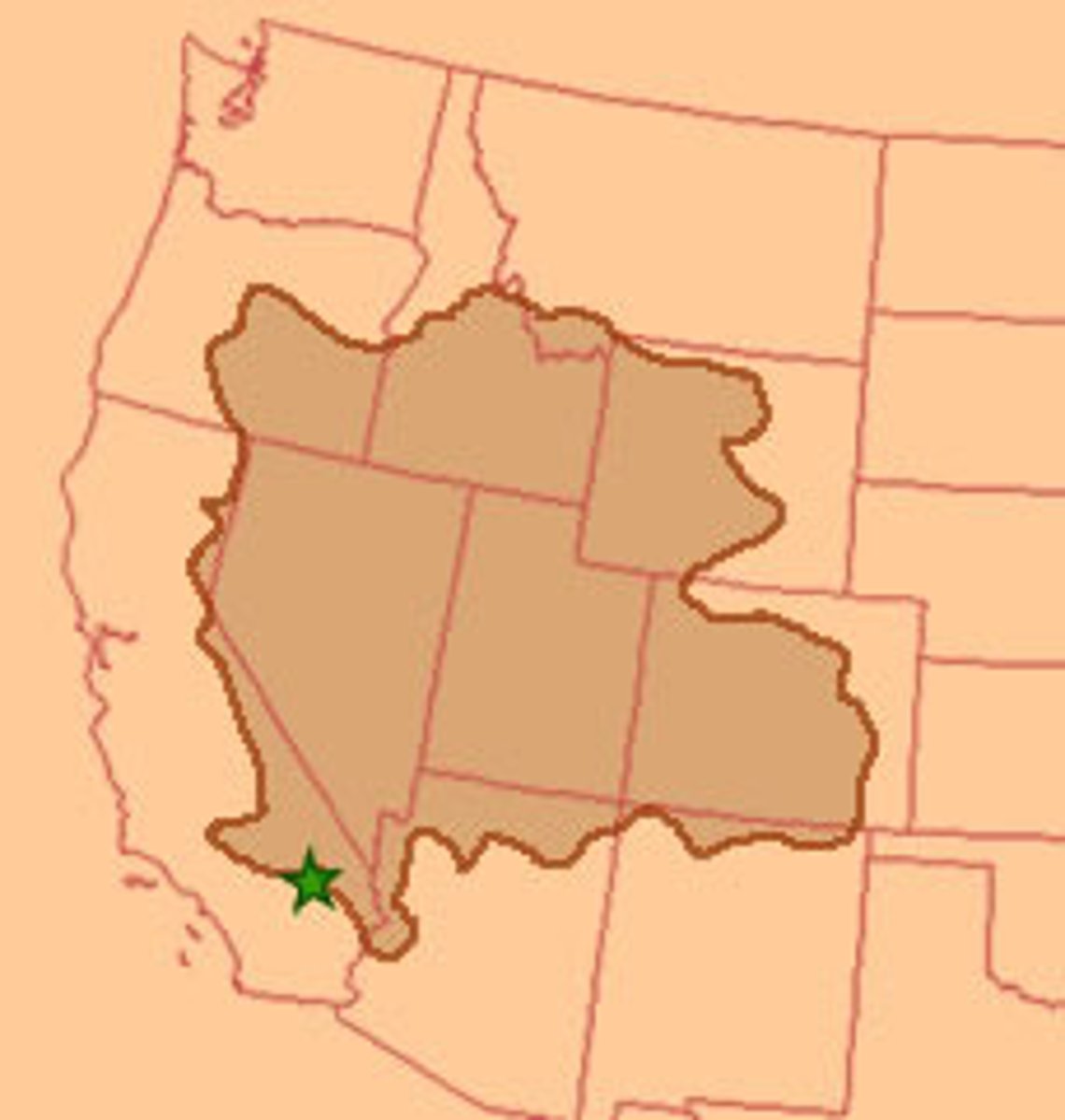<p>An arid basin-and-range region bounded by the Rocky Mountains on the east and the Sierra Mountains on the west. All of its water drains or evaporates within the basin. A resource-scarce environment, the Great Basin was thinly populated by Native American hunter-gatherers who ranged long distances to support themselves.</p>