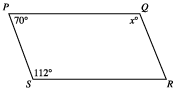 <p>In quadrilateral <em>PQRS</em> below, sides <em>PS</em> and <em>QR</em> are parallel for what value of <em>x</em> ?</p><p></p>