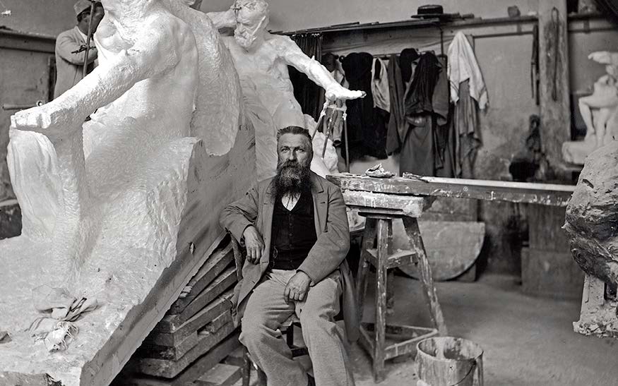 <ul><li><p>Rodin built up forms in clay or wax before casting them</p></li><li><p>His characteristic medium was bronze, but he also made casts of plaster</p></li></ul>