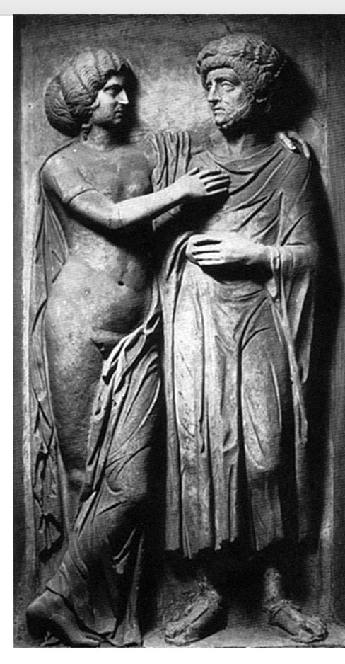 <p>Relief portrait of a man and woman </p>