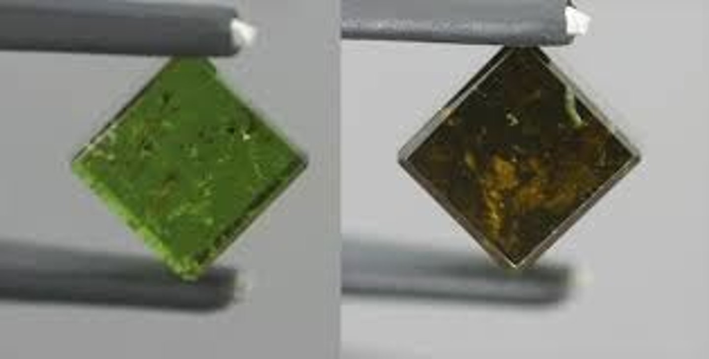 <p>When a mineral has different colors observed at different angles; especially with polarized light (think thin slices rotation and XPL)</p><p>(Tourmaline, Tanzanite, Cordierite)</p>