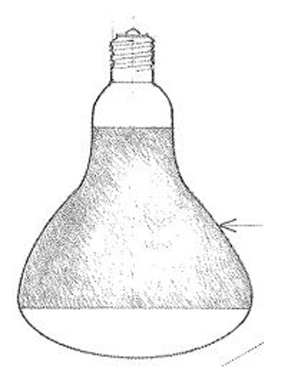 <p>A reflector bulb of blown glass for incandescent and high-intensity-discharge lamps, having an internal reflective coating and either a clear or frosted glass front to provide the desired beam spread.</p>