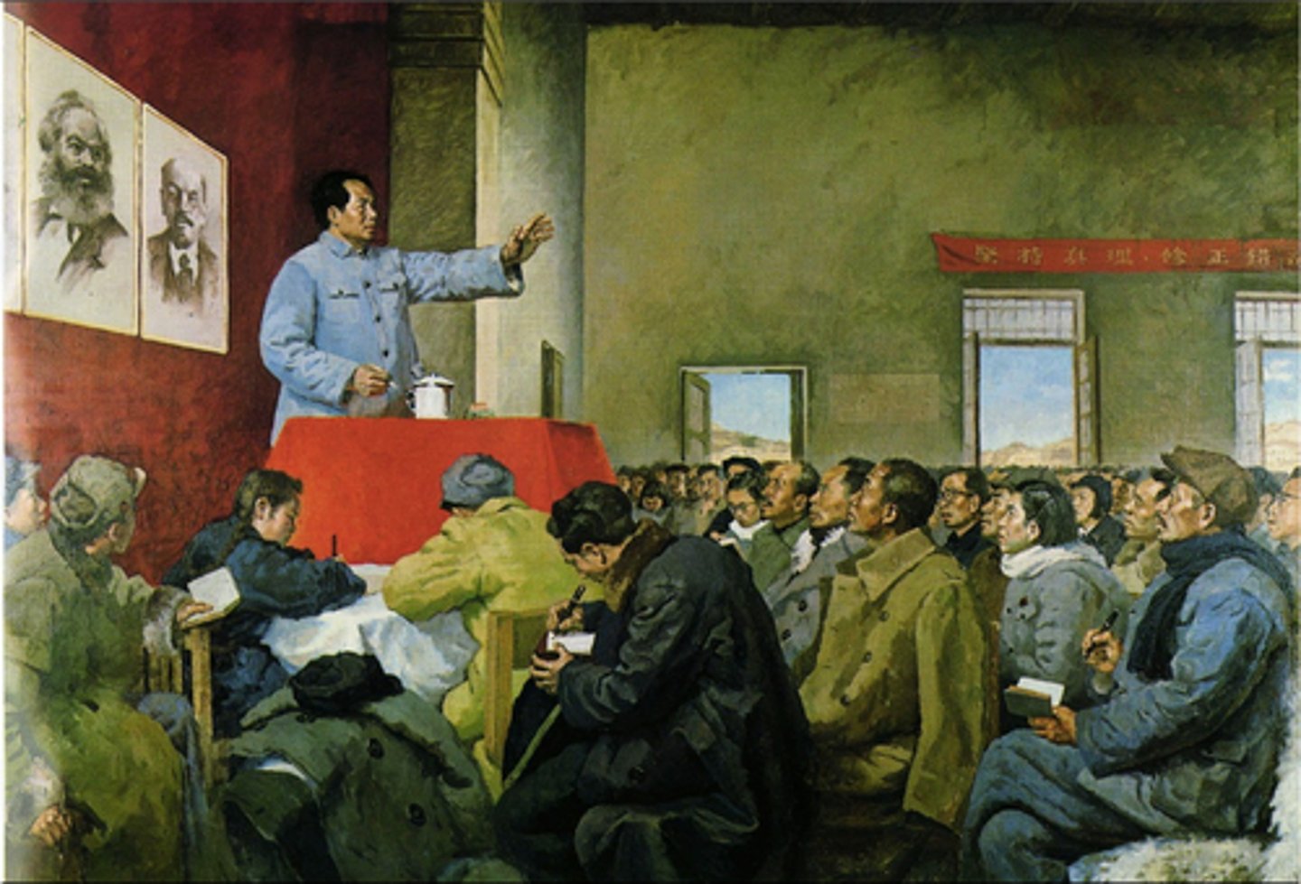 <p>no social classes, everyone is equal.</p><p>no private property.</p><p>everything belongs to everyone.</p><p>proletariat/workers must revolt or fight back to improve society and overthrow capitalist system.</p>