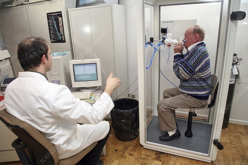 <p>It  assesses changes in the size of vessels and hollow organs by measuring displacement of air or fluid from a containment system. Body plethysmography is used to assess pulmonary function</p>