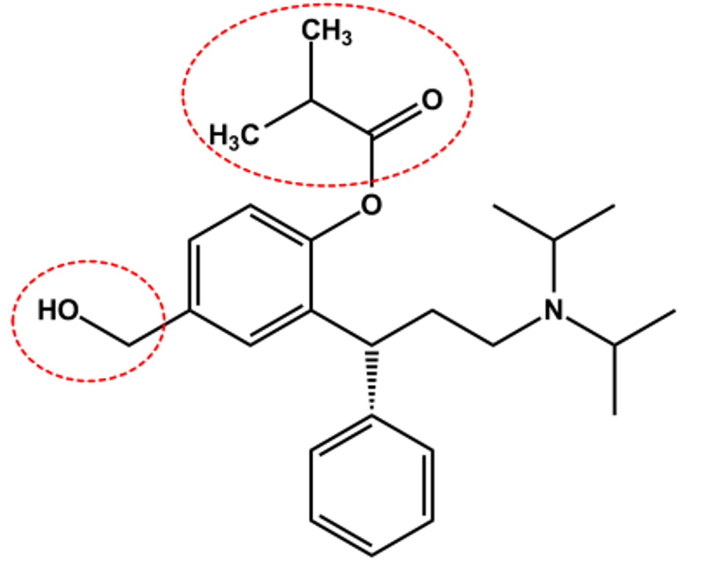 <p>-Isobutyrate ester prodrug</p><p>- Adding CH2OH (major active metabolite of tolterodine) reduce metabolism</p><p>- LogP = 5.6; pKa = 9.3</p><p>- Half-life 7 hr</p><p>-bladder targeted</p>
