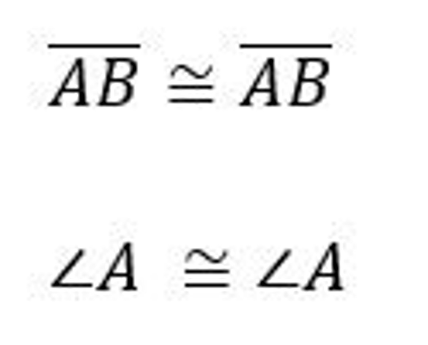 <p>Any quality is equal to itself . For figures, any figure is congruent to itself</p>