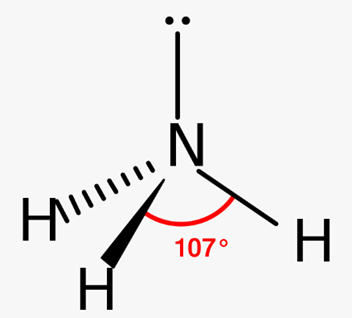 <ul><li><p>4 charge clouds </p></li><li><p>3 bonding pairs and 1 lone pair</p></li><li><p>Trigonal pyramidal</p></li><li><p>107</p></li></ul>