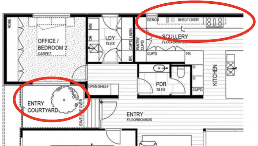 <p>upper: shows that cabinets are above</p><p>lower: tree</p>