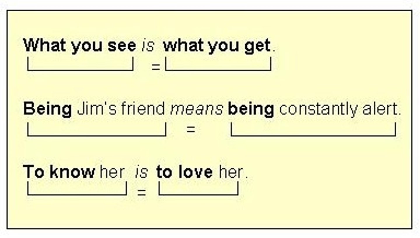 <p>Phrases or sentences of a similar construction/meaning placed side by side, balancing each other</p>