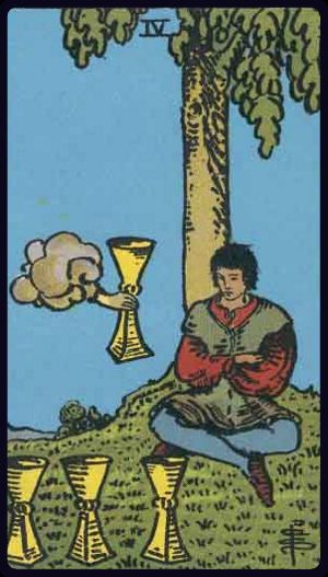 <p>FOUR OF CUPS</p>
