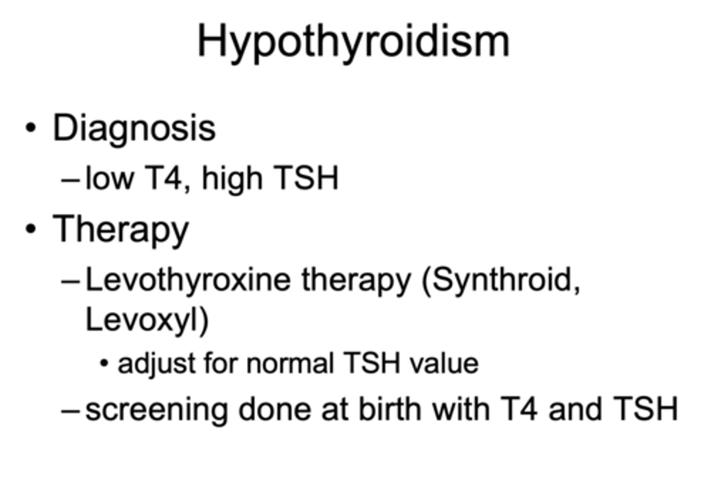 <p>- Low T4</p><p>- High TSH</p>