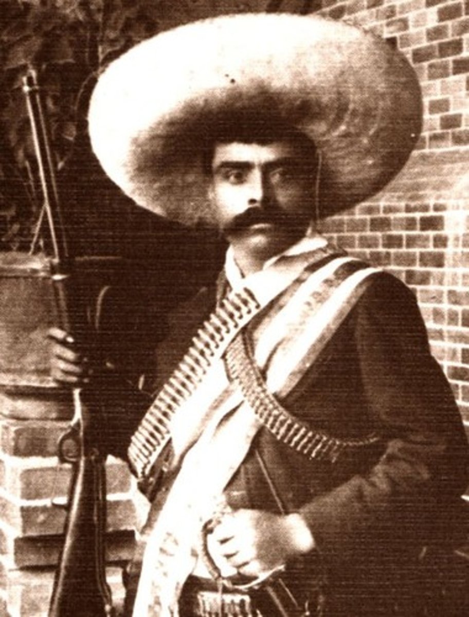 <p>Revolutionary and leader of peasants in the Mexican Revolution. He mobilized landless peasants in south-central Mexico to seize and divide the lands of the wealthy landowners. He was ultimately defeated and assassinated.</p>