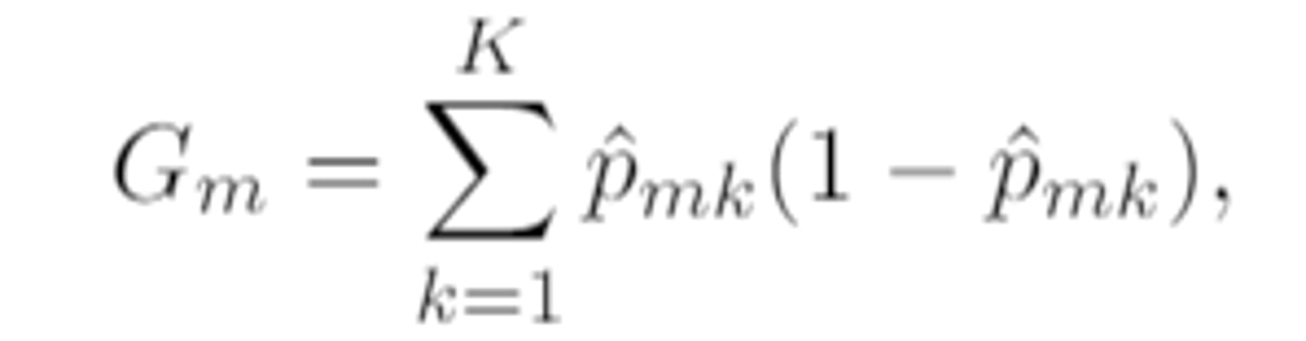 <p>which is a measure of total variance across the K classes of the qualitative response in that node</p>
