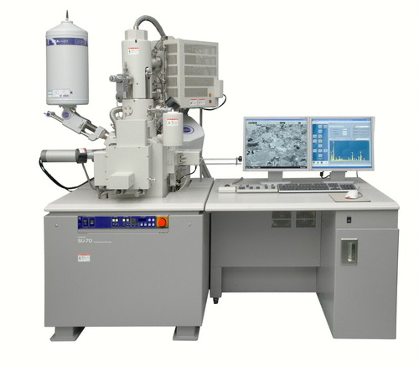 <p>Scans a beam of electrons across the sample which knocks off electrons which then form an image</p>