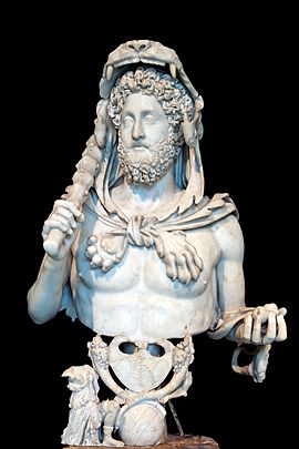 <p>Portrait of Commodus in the guise of Hercules, Roman, c. 191-192 CE</p>