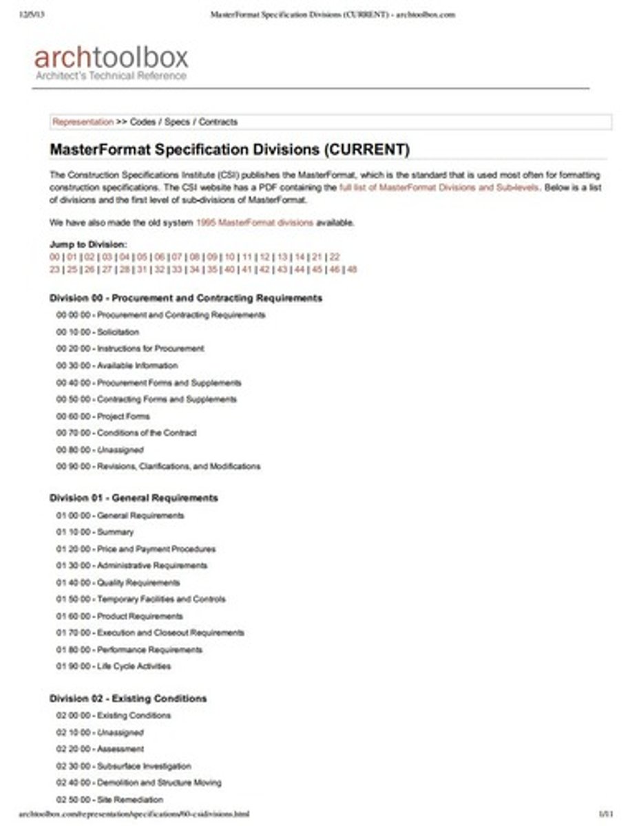 <p>The part of the contract documents consisting of a detailed description of the technical nature of the materials, standards, and quality of execution of the work to be placed under contract.</p>