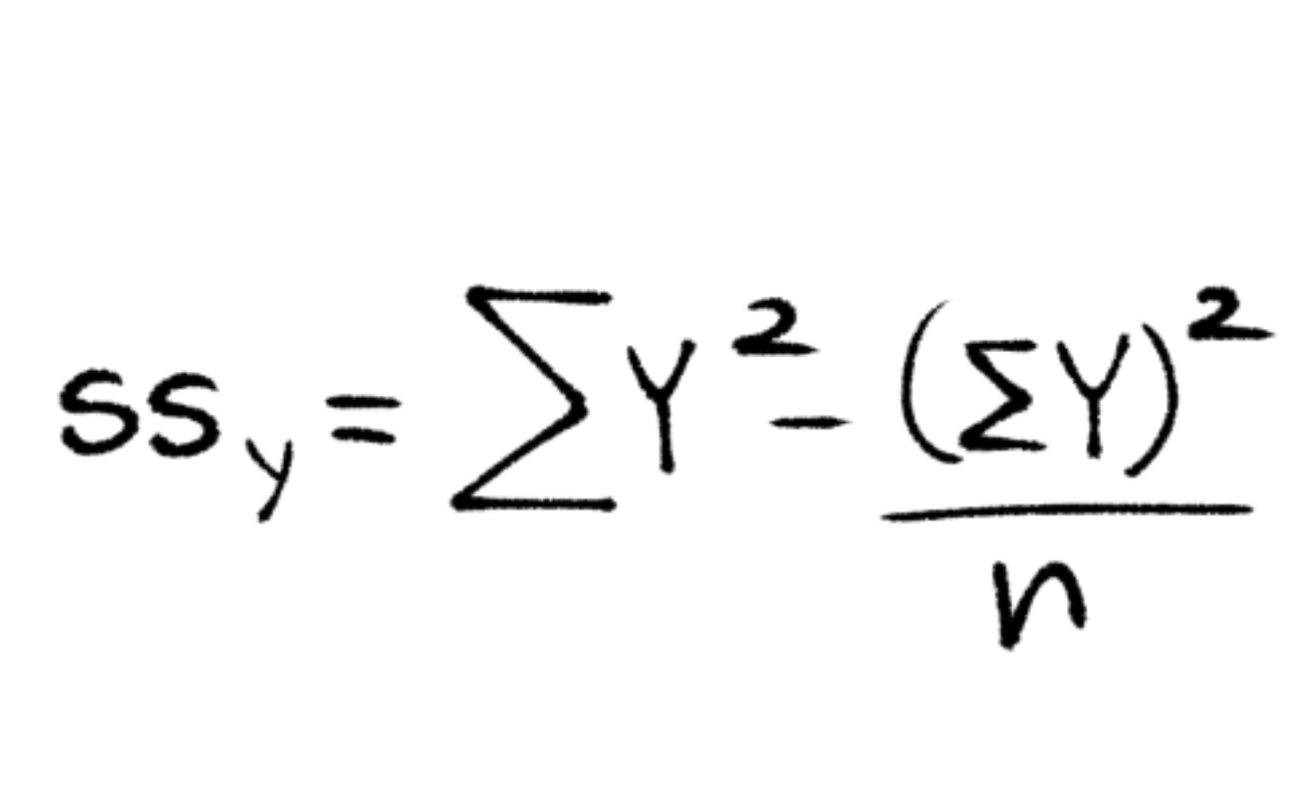 <p>Identical to sum of squares, just replace X’s with Y.</p>