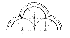<p>An arch having a <span style="color: red">cusped intrados </span>with three round or pointed foils.</p>