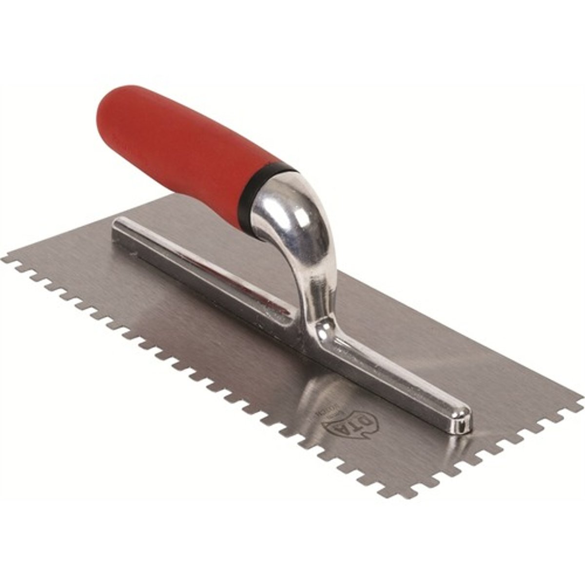 <p>Special steel trowel used in the application of tile mortar or tile adhesive</p>