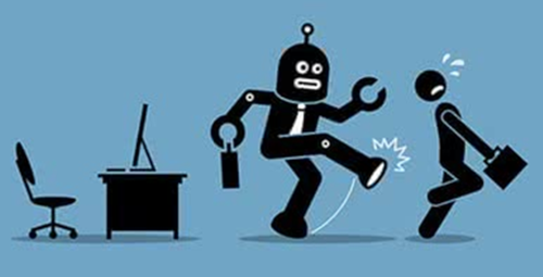 <p>(v) <em>to start using a new thing or person instead of the thing or person you are using now</em></p><p>“Many people fear that robots will _______ people in the future.”</p>