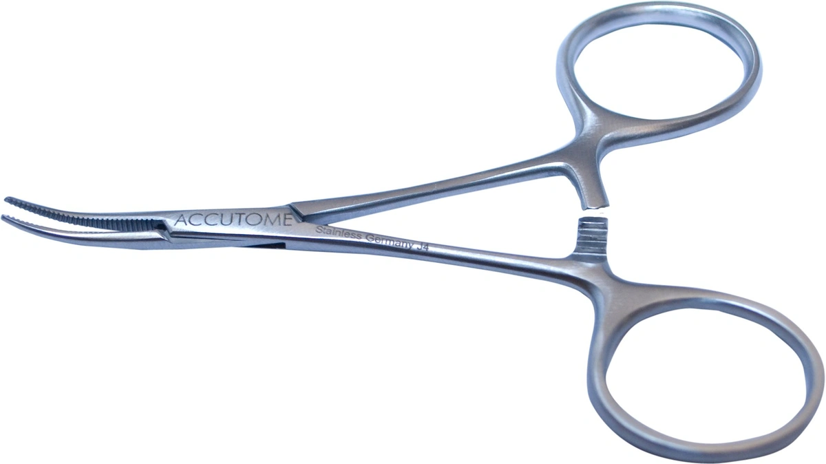 <ul><li><p>usually have two opposing serrated jaws that are stabilized by a box lock and controlled by ringed handles. When closed, the handles remain locked on ratchets;</p></li><li><p>most commonly used surgical instruments;</p></li><li><p>used primarily to clamp blood vessels;</p></li><li><p>either straight or curved slender jaws that taper to a fine point;</p></li></ul><p></p>